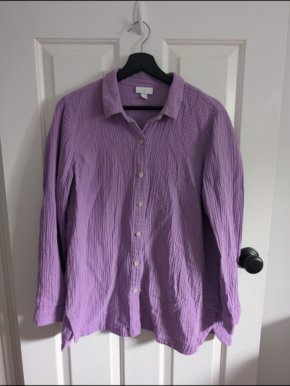 J. Jill Women's Lavender Cotton Gauze Button Up Tunic Size Large